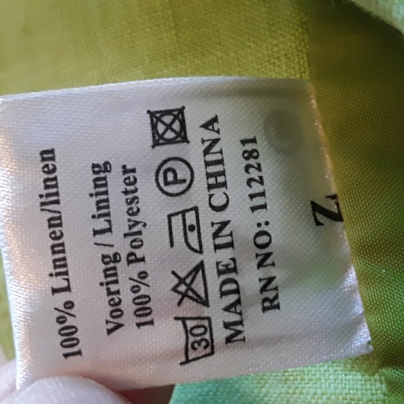 - ART Atelier Rare Toggery Linen "Lagenlook" Lime Green Dress - Picture 8 of 9